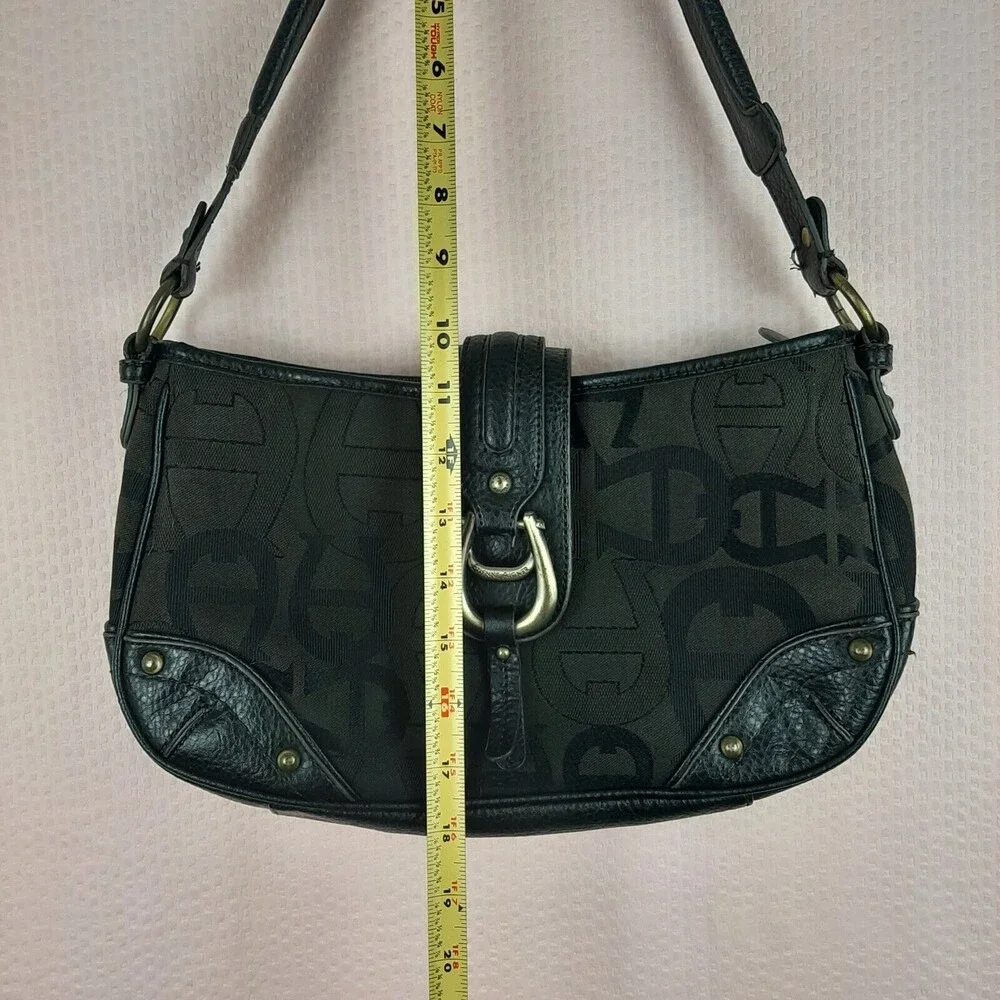 Vintage Etienne Aigner Handbag Black with Logo Leather Fabric Zipper